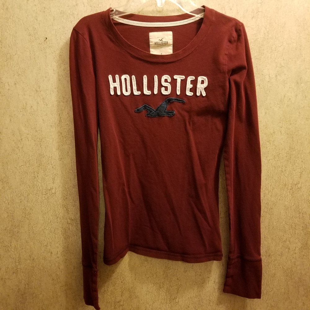 💥 Maroon Long Sleeve Hollister Shirt - Picture 1 of 3